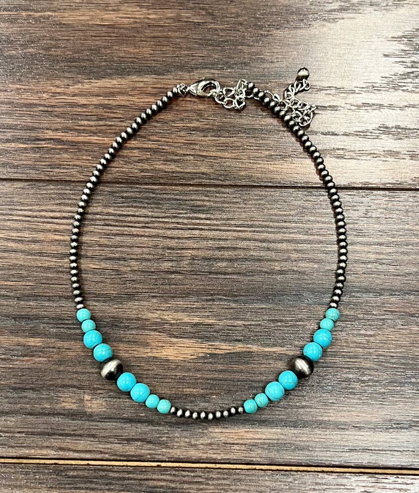 Handmade 16" Navajo Turquoise Necklace