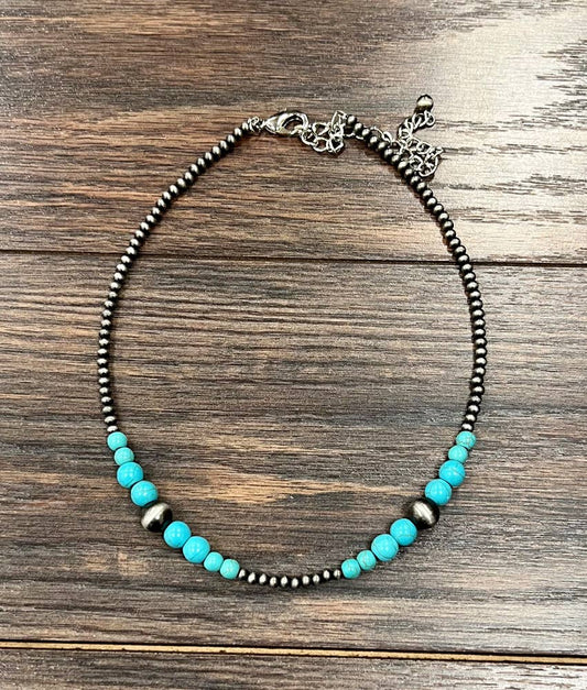 Handmade 16" Navajo Turquoise Necklace