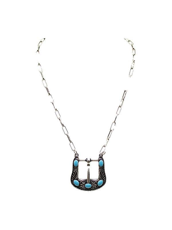 Belt Buckle Turquoise Necklace