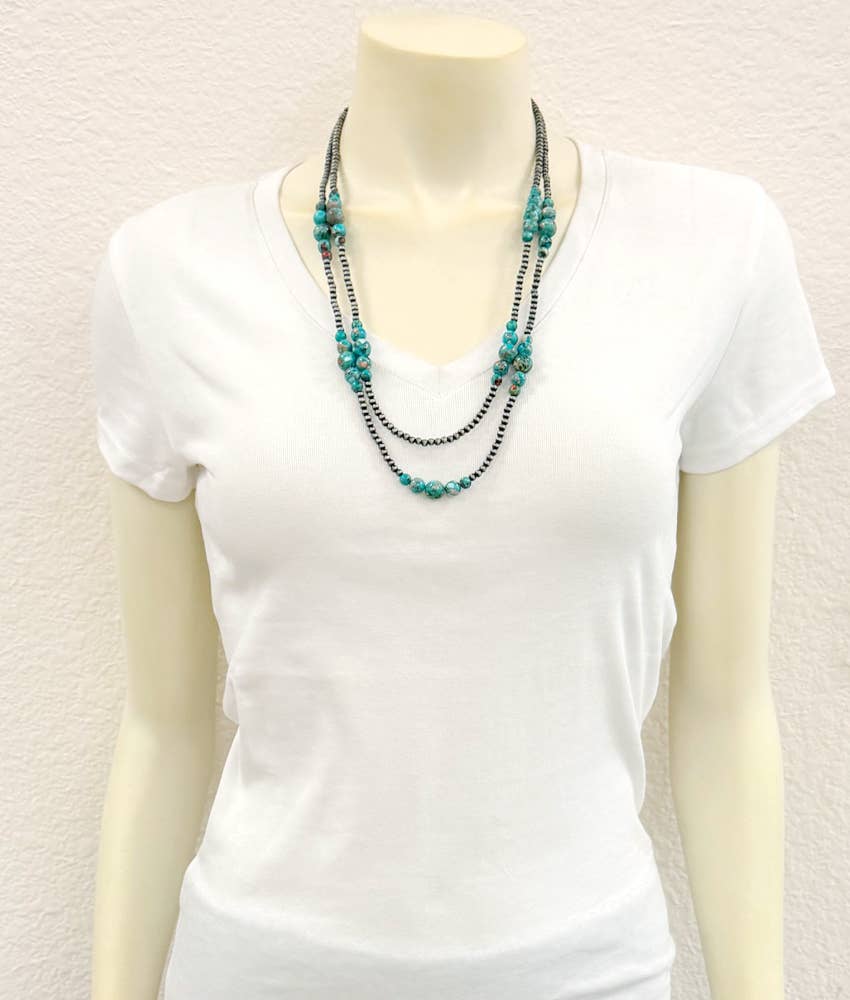 22" Gemstone 2 Strand Necklace