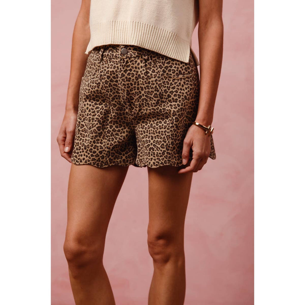 Safari Scalloped Hem Shorts
