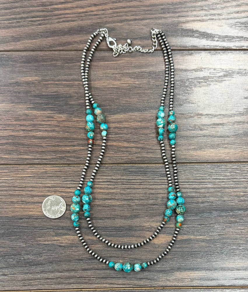 22" Gemstone 2 Strand Necklace