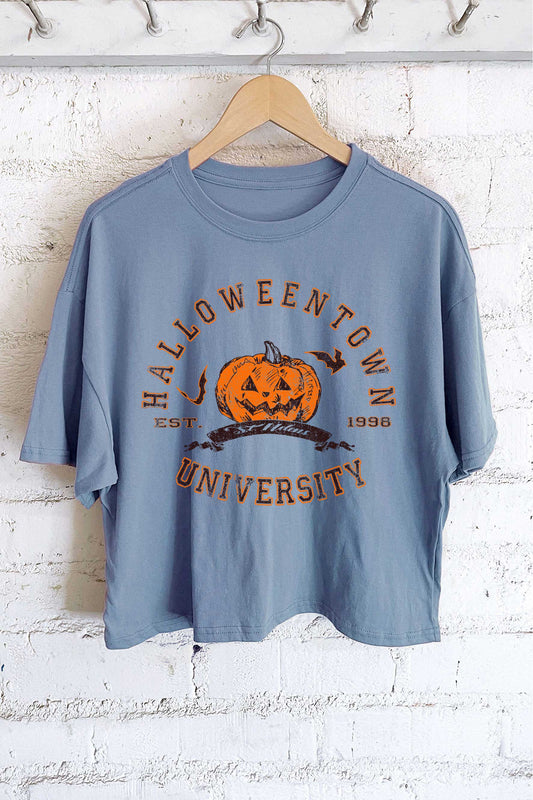 HALLOWEEN TOWN GRAPHIC LONG CROP TOP