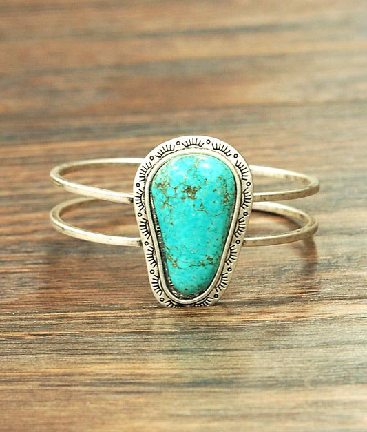 Brass Cuff, Turquoise Bracelet