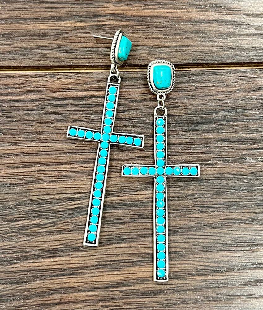 Crystal Cross Post Earrings