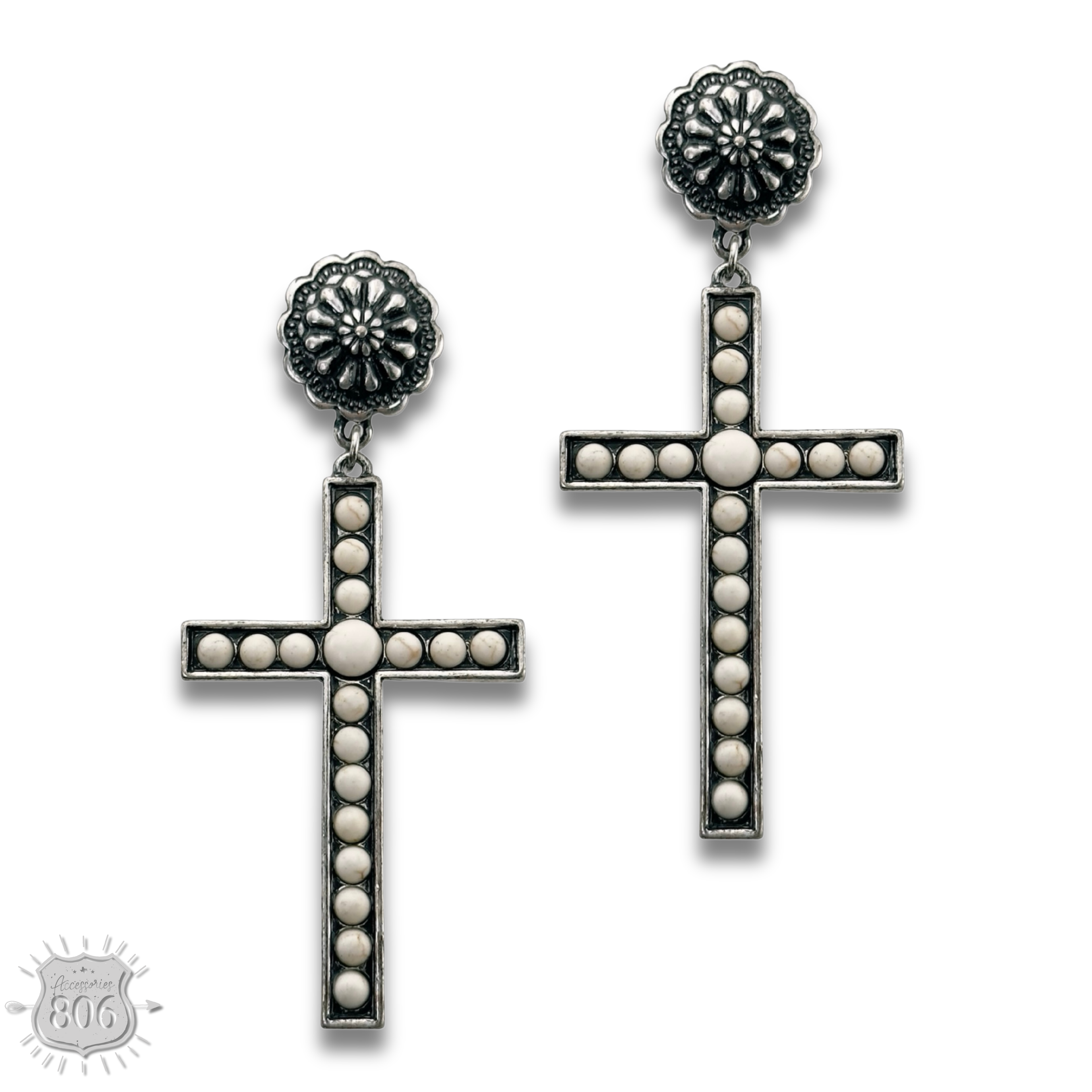 Studded Cross Earrings