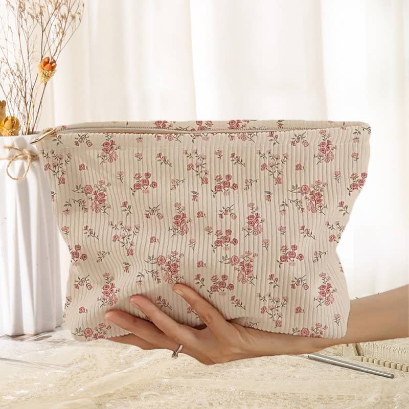 TRAVEL FLORAL COSMETIC MAKEUP POUCH BAG