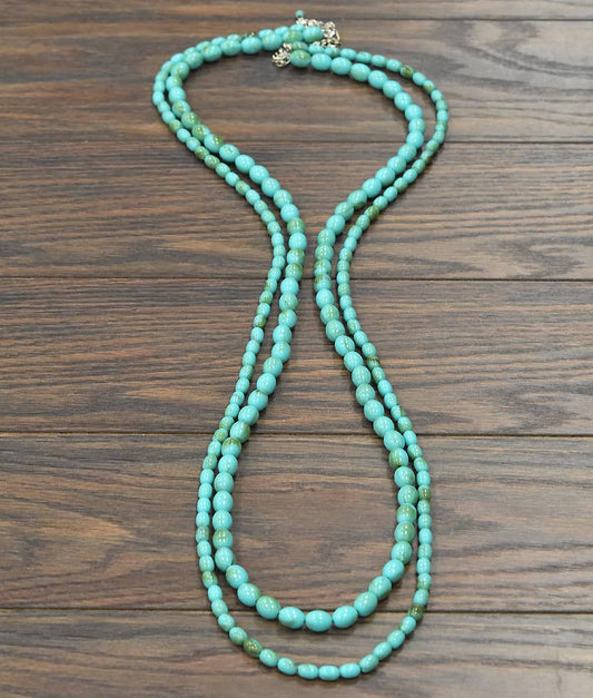 50" 2-strand Western Oval Bead Necklace