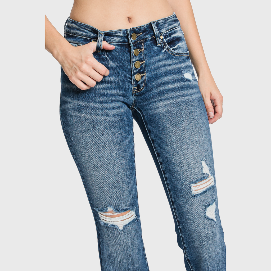 Cute as a Button Fly Denim