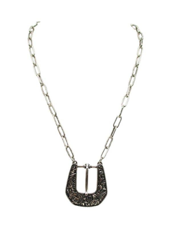 Western Belt Buckle Pendant Necklace