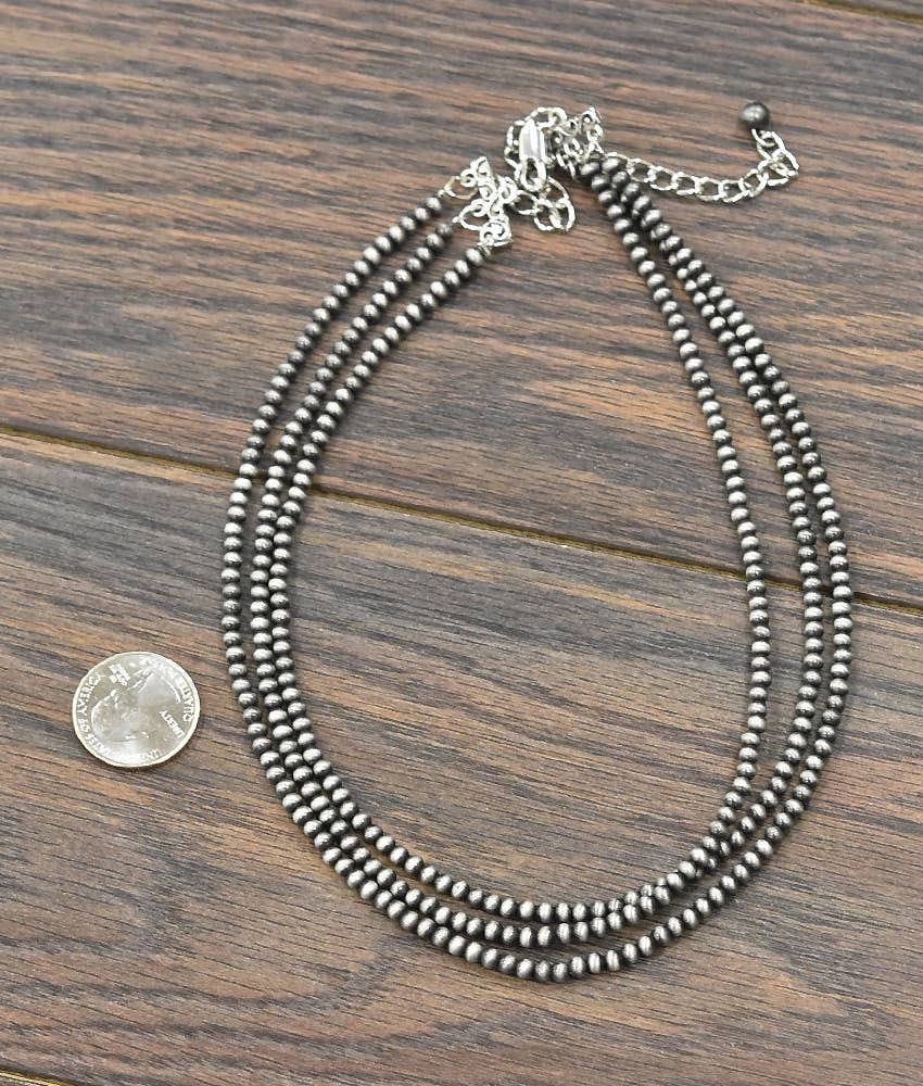 17" 4mm Bead 3 Strand Necklace