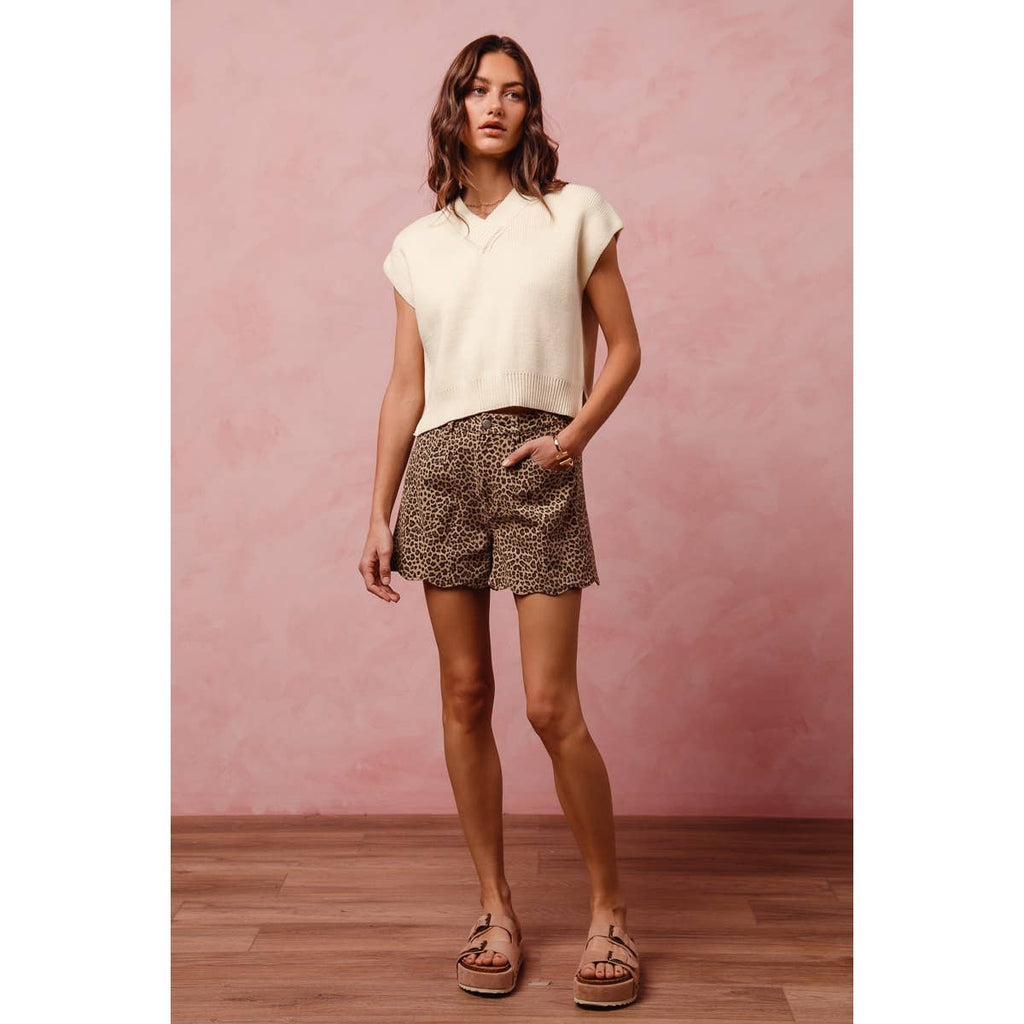 Safari Scalloped Hem Shorts