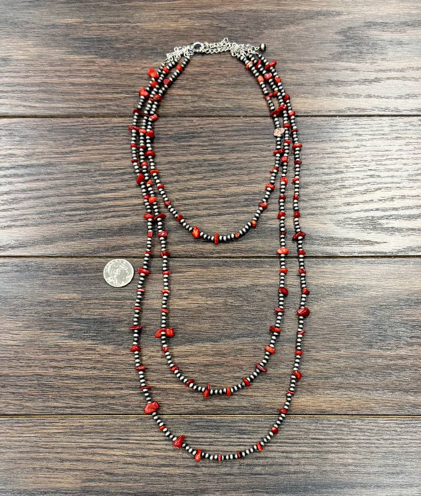 30" Western Coral Strand Necklace