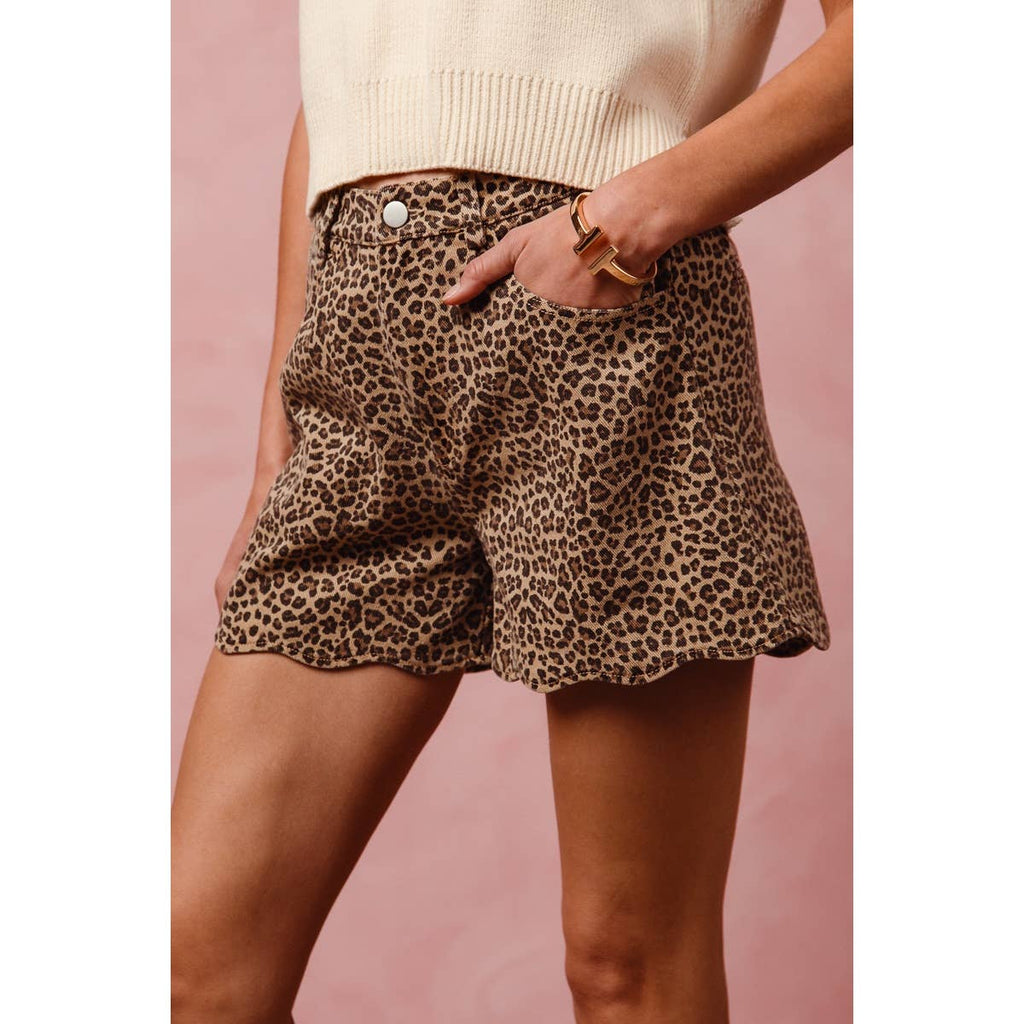 Safari Scalloped Hem Shorts