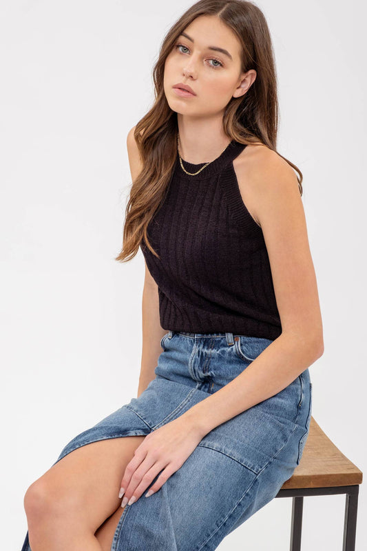HALTER CROCHET KNIT TANK